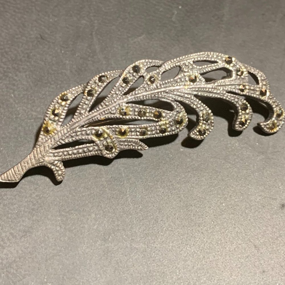 925 Silver Marcasite Brooch - Picture 2 of 5
